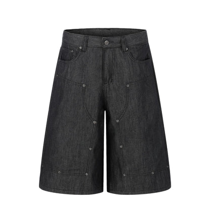 Raw Denim Rivet Wide Leg Half Pants WN26059