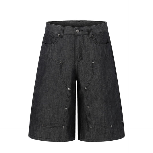 Raw Denim Rivet Wide Leg Half Pants WN26059