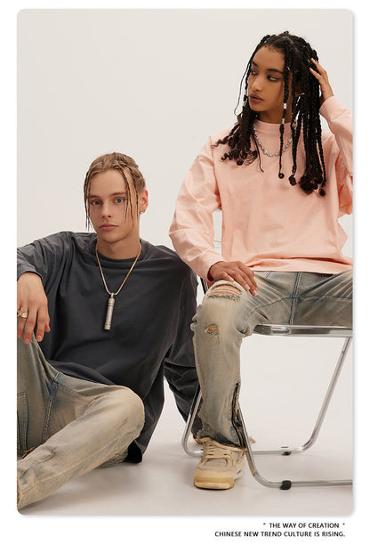 Oversize Washed Long Sleeve T-Shirt WN6052