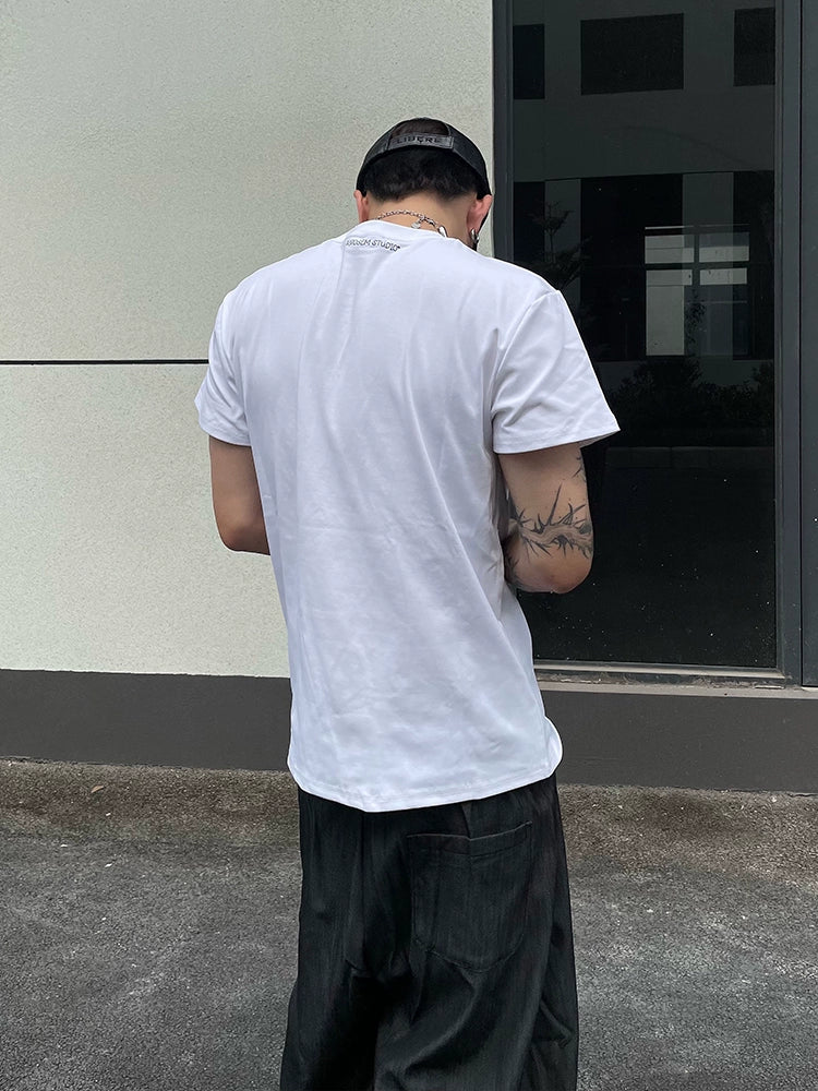 Slogan Embroidery Minimalist Design T-Shirt WN18828