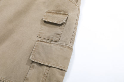 Washed Multi Pocket Cargo Half Pants WN25734