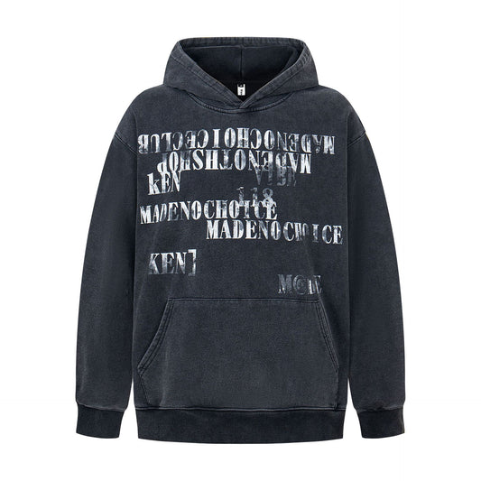 Oversize Letter Print Pullover Hoodie WN13075