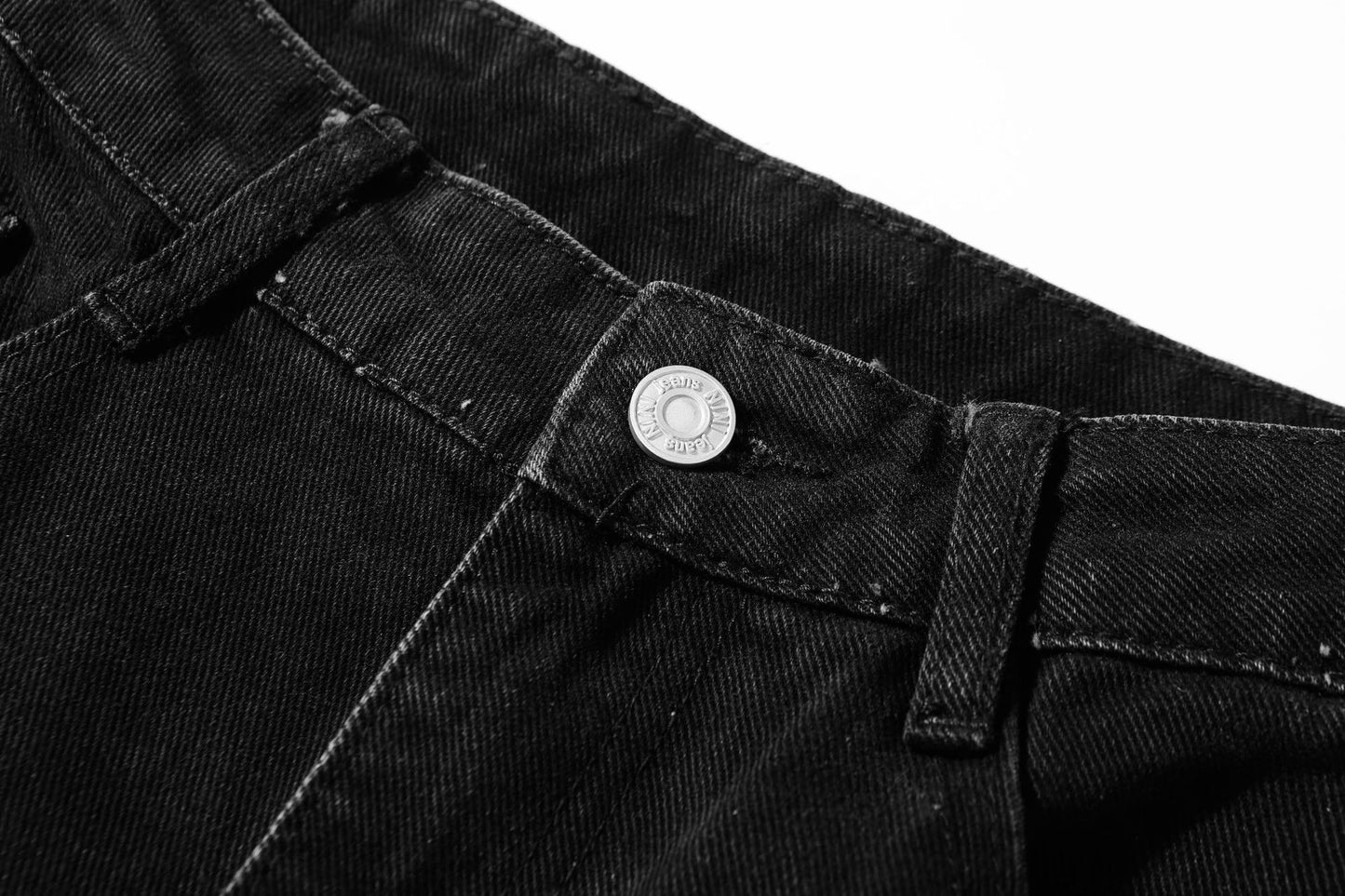 Washed Damage Multi-Pocket Straight Cargo Denim Jeans WN26078