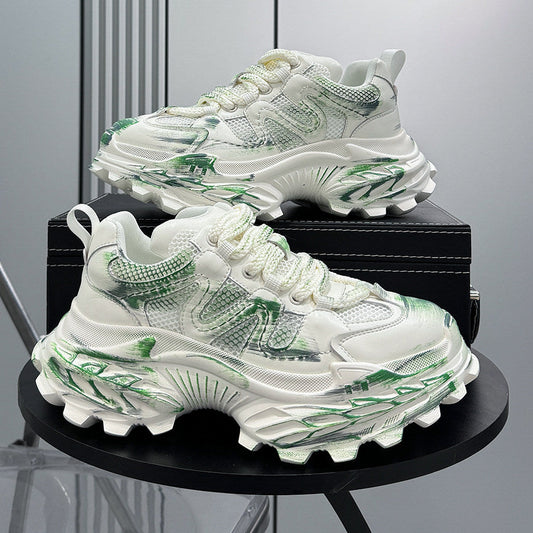 Paint Mesh Design Chunky Sole Sneakers WN24662