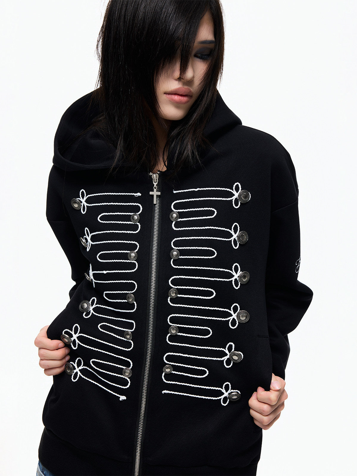 Napoleon Braid Cross Zipper Hoodie WN27338