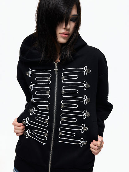 Napoleon Braid Cross Zipper Hoodie WN27338