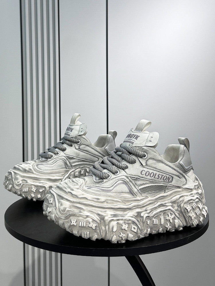 Washed Platform Chunky Sole Sneakers WN24642