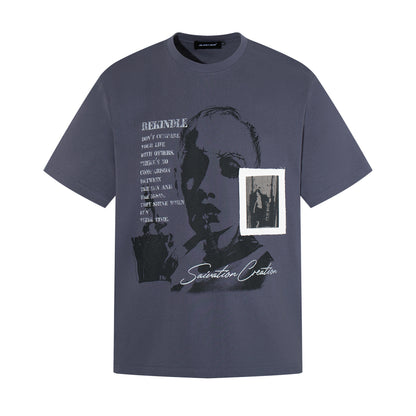Portrait Letter Print Short Sleeve T-Shirt WN25459