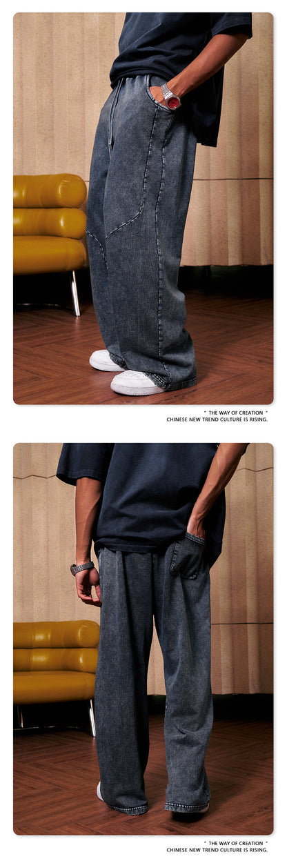 Washed Damage Wide-Leg Sweatpants WN6020