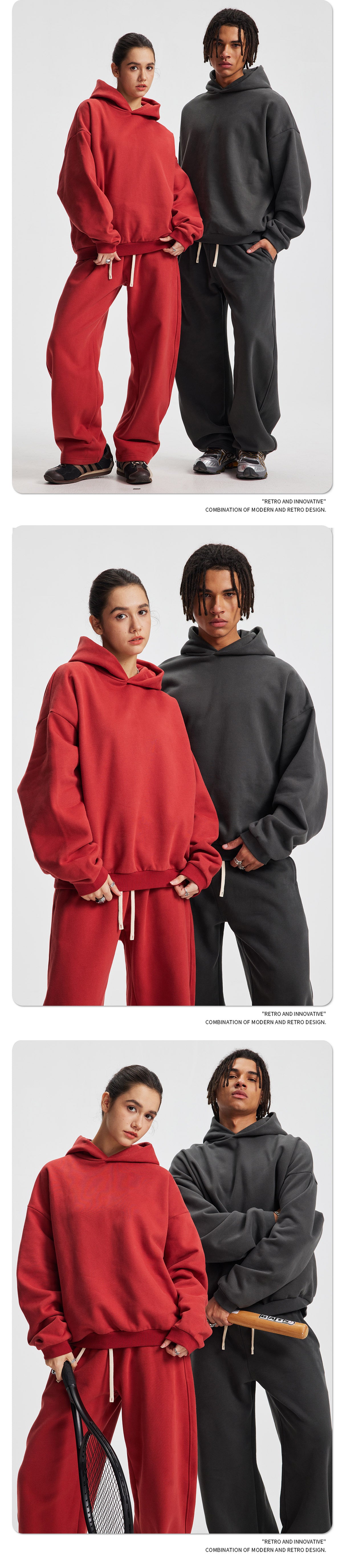 Fleece Lining Oversize Hoodie & Wide Leg Sweatpants Setup WN23113