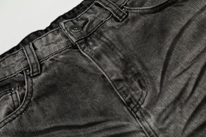 Washed Whisker Straight Denim Jeans WN25909