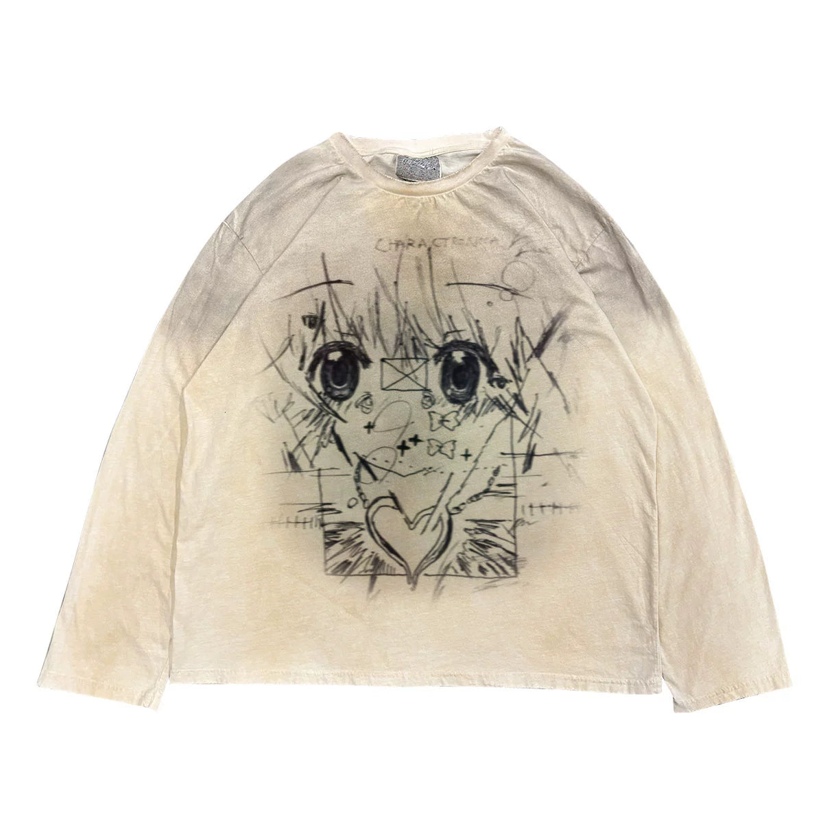 Graffiti Print Minimalist Long Sleeve T-Shirt WN18743