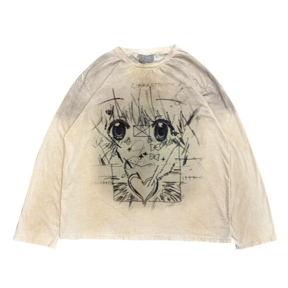 Graffiti Print Minimalist Long Sleeve T-Shirt WN18743