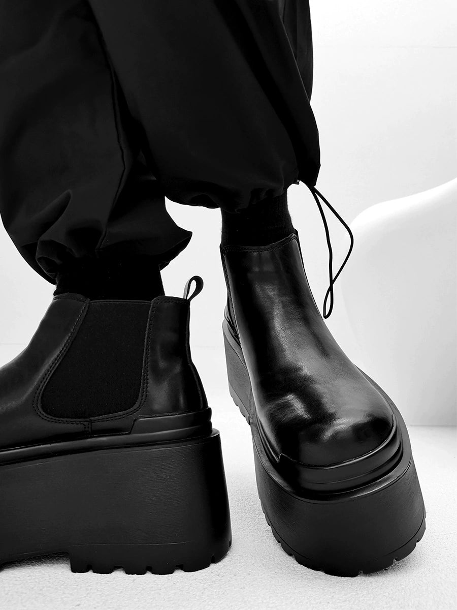 Thick Sole PU Leather Boots WN21273