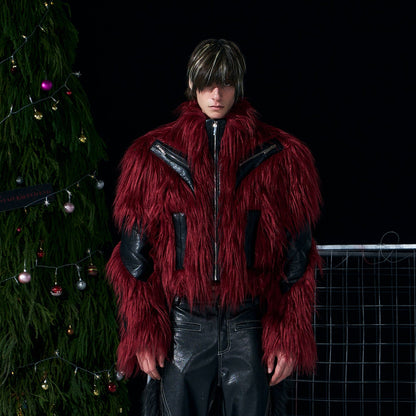 Fake Fur Panel Design Short Jacket WN22706