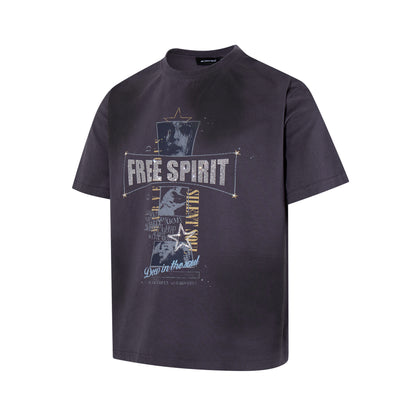 Washed Letter Print Short Sleeve T-Shirt WN25457