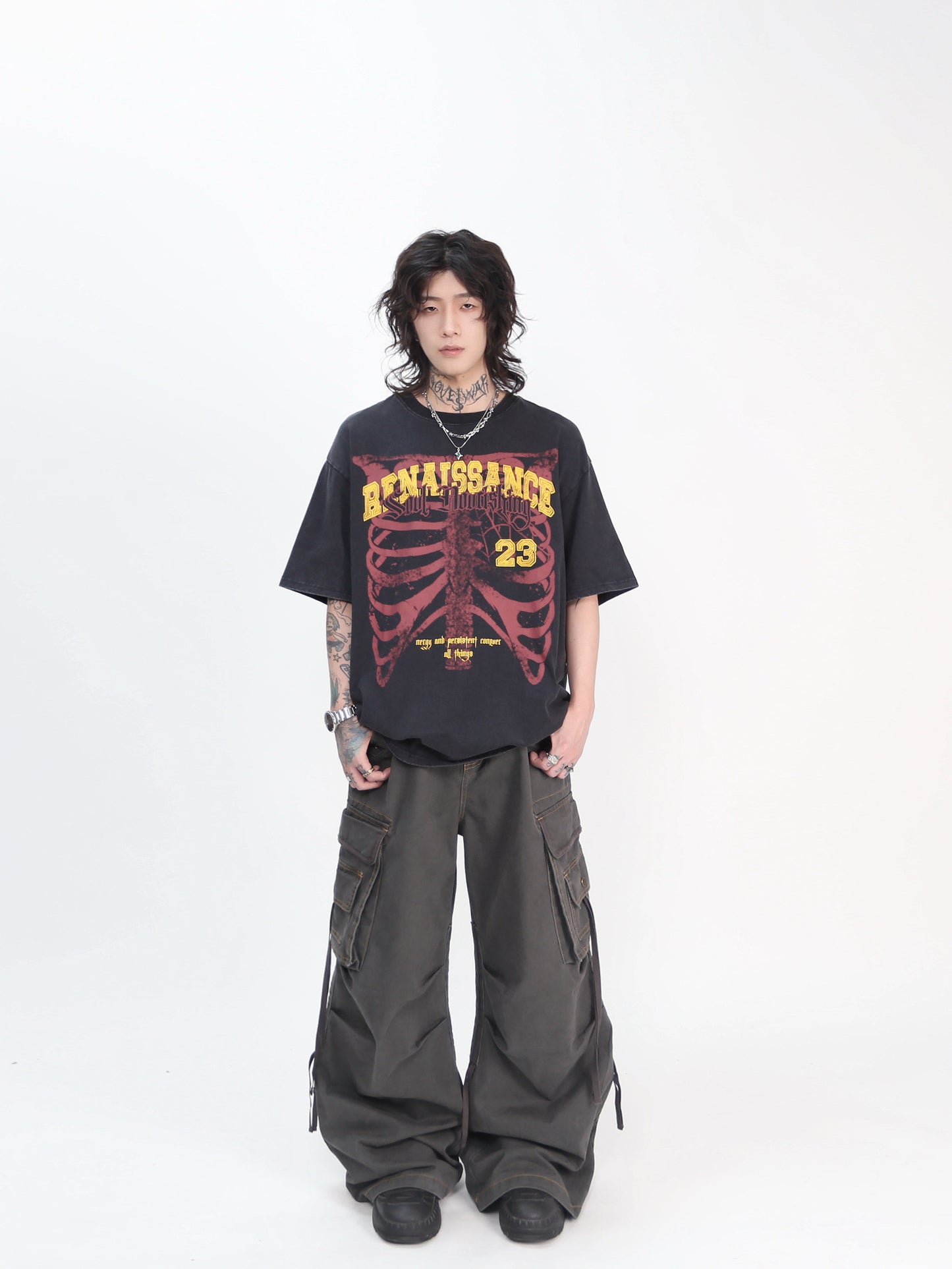 Washed Graphic Print Oversize Short Sleeve T-Shirt WN24439