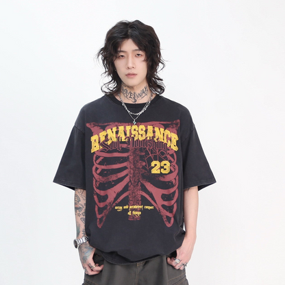 Washed Graphic Print Oversize Short Sleeve T-Shirt WN24439