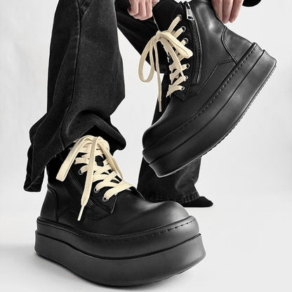 Lace Up Side Zipper Thick Sole Short Boots WN24561