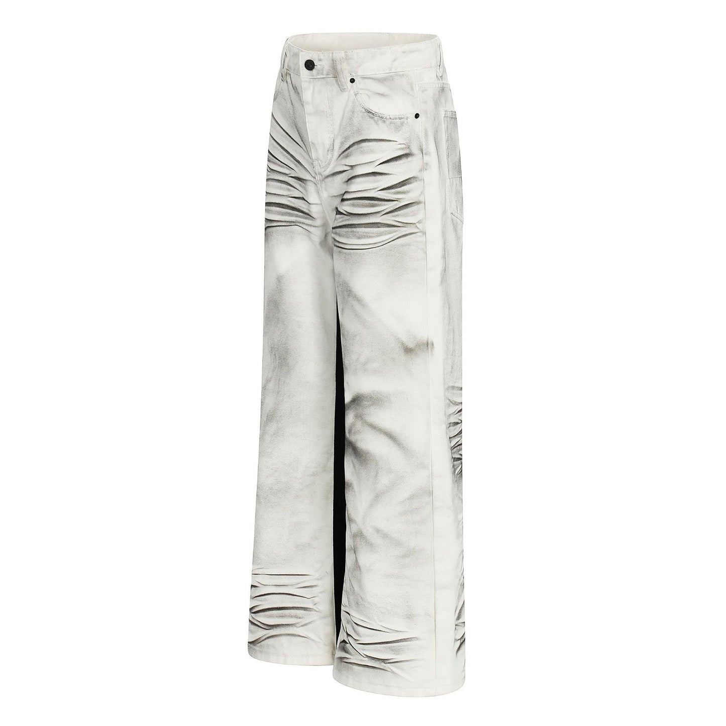Washed Whisker Straight Denim Jeans WN25909
