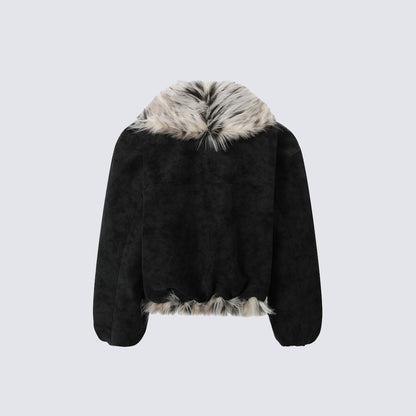 Fake Fur Collar V-Neck Short Puffer Jacket WN27869