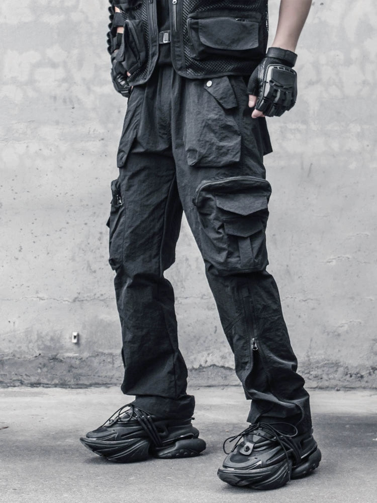 Zipper Large Pocket Straight Cargo Pants WN22379