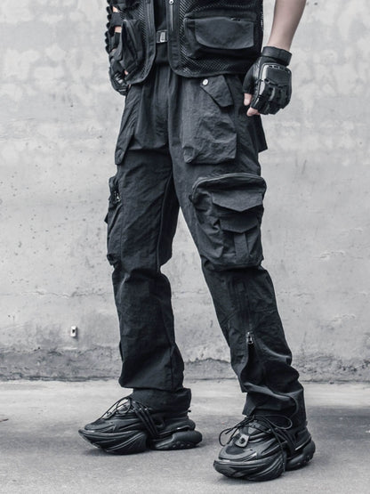 Zipper Large Pocket Straight Cargo Pants WN22379