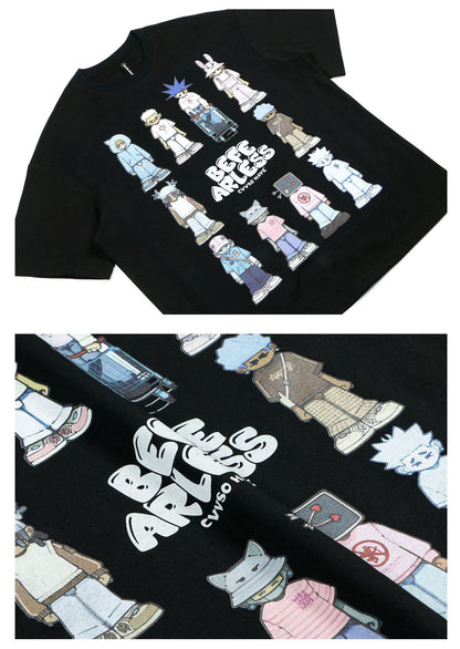 Character Graphic Letter Print Short Sleeve T-Shirt WN26200