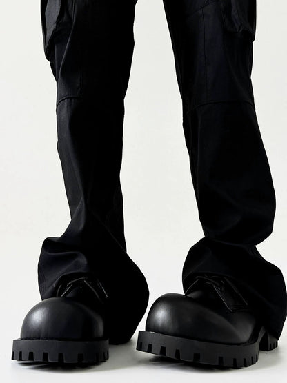 Round-Toe Upturned Thick Sole Leather Derby Shoes WN19134