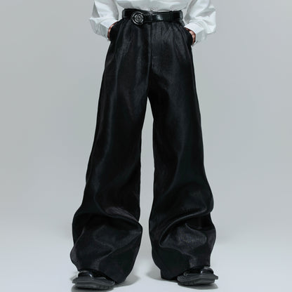 Crinkled High Waist Wide Leg Trousers WN21717