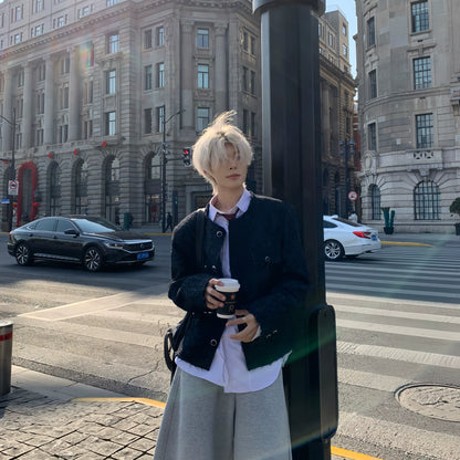 Tweed Collarless Design Jacket WN19811