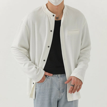 Texture High Neck Long Sleeve Cardigan WN21259