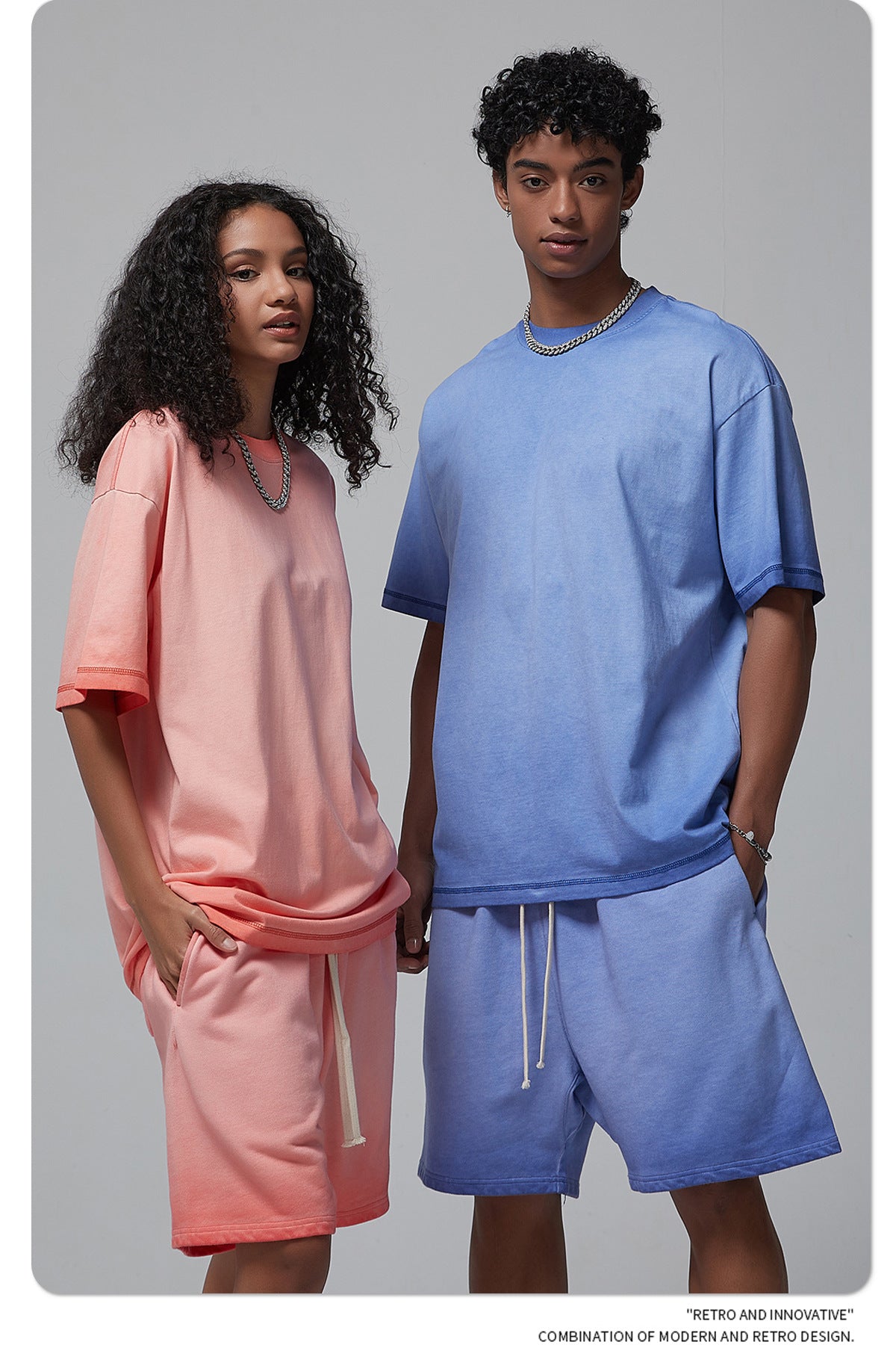Vintage Dyed Oversize Short-sleeve T-shirt & Vintage Dyed Short Sweatpants Setup WN6642