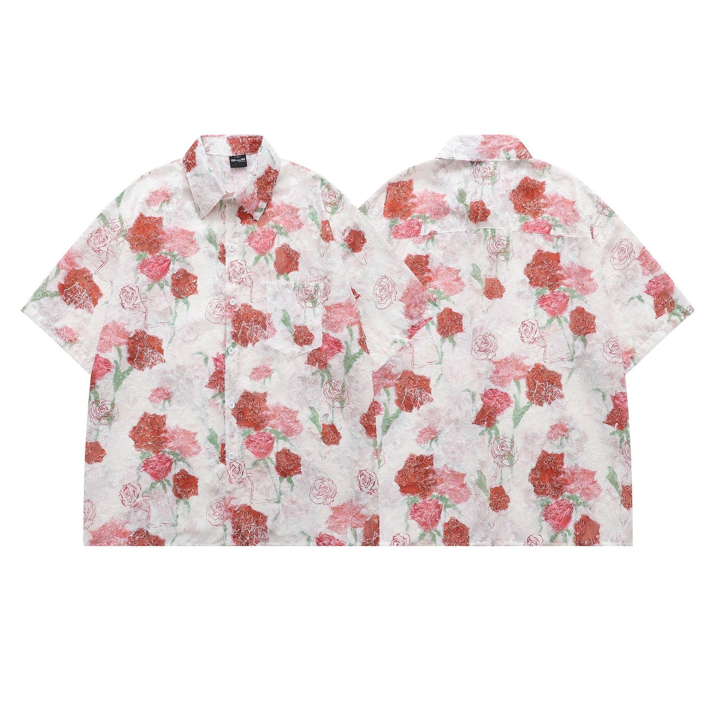 Floral Jacquard Oversize Short Sleeve Shirt WN26831