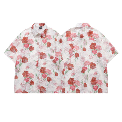 Floral Jacquard Oversize Short Sleeve Shirt WN26831