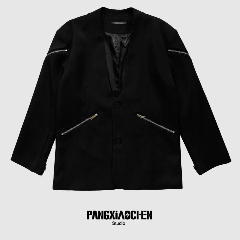 Zipper Design V-Neck Jacket WN20159