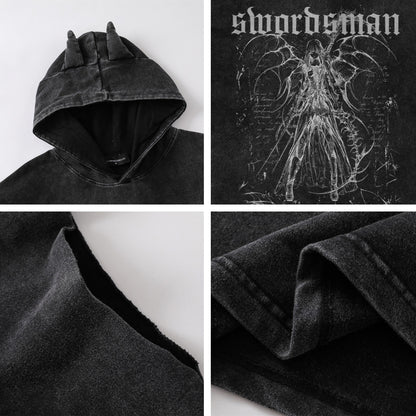 Washed Graffiti Print Sleeveless Hooded Tank Top WN15054