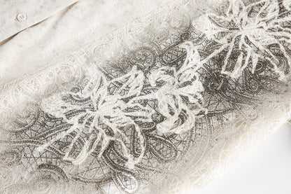 Graffiti Lace Cutout Short Sleeve Shirt WN16181