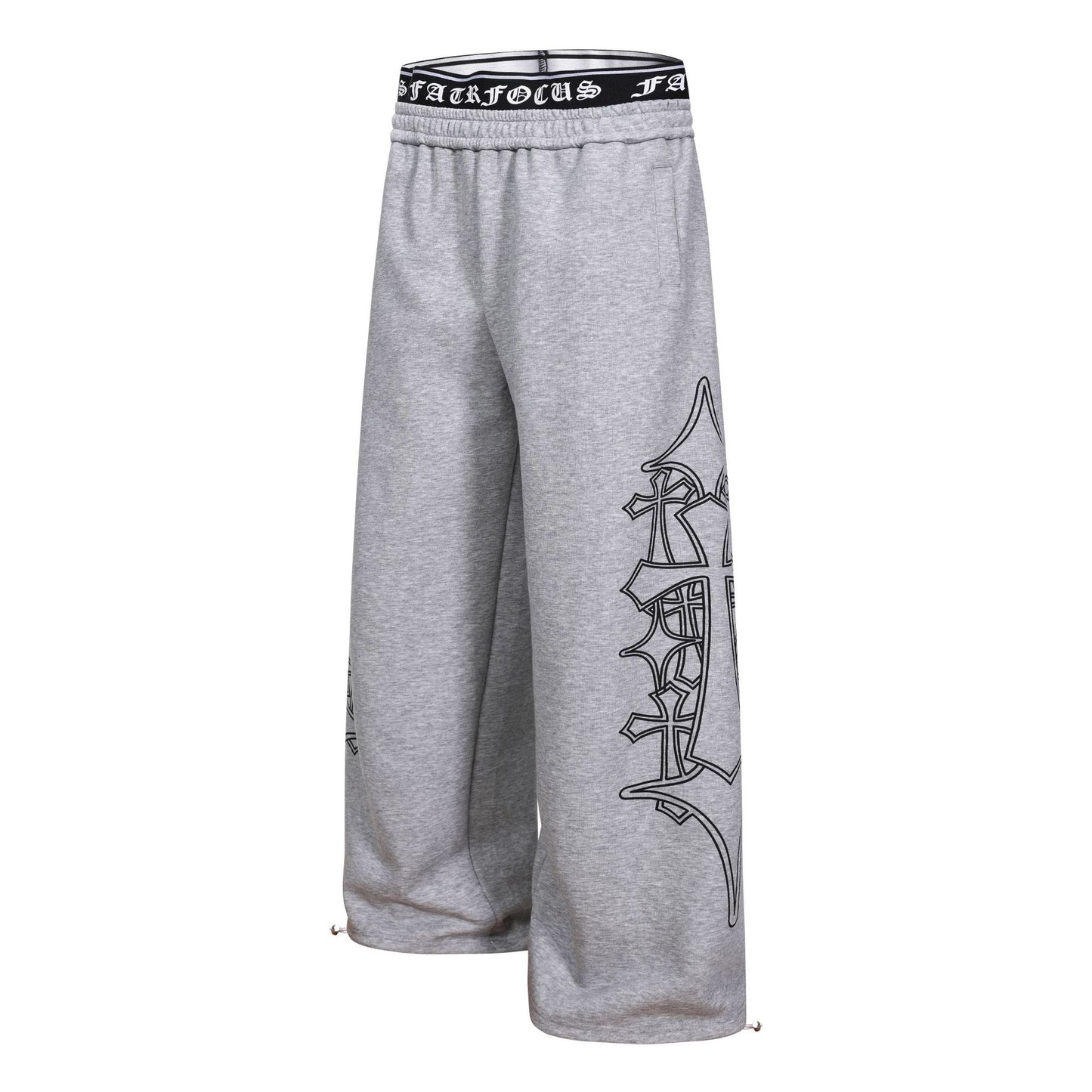 Letter Print Deconstruction Wide Leg Sweatpants WN26110
