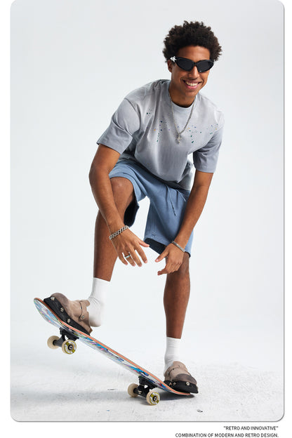 Ink Splash Spray Dye Washed Short Sleeve T-Shirt WN16275