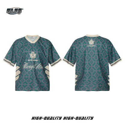 Geometric Pattern V-Neck T-Shirt WN26592