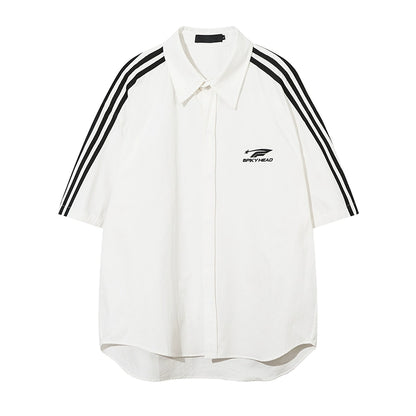 Stripe Casual Short Sleeve Shirt WN4937