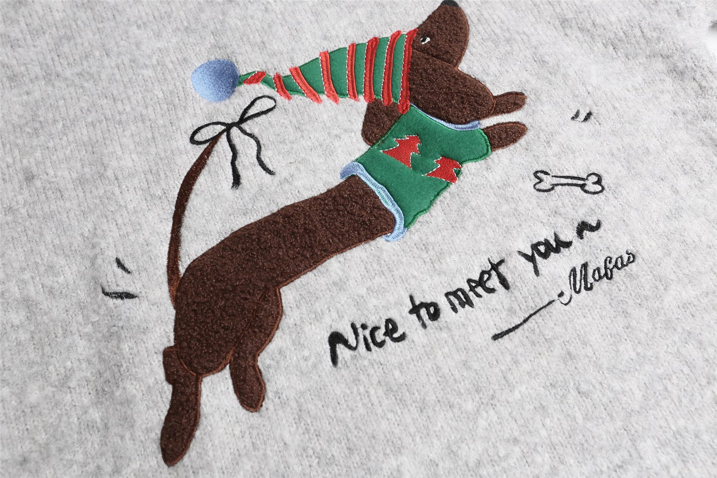 Christmas Dog Embroidery Knit Sweater WN26843
