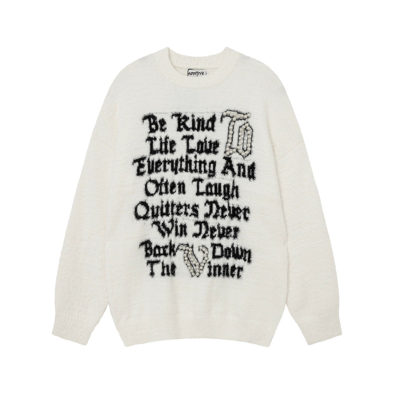 Letter Jacquard Design Oversize Knit Sweater WN8729