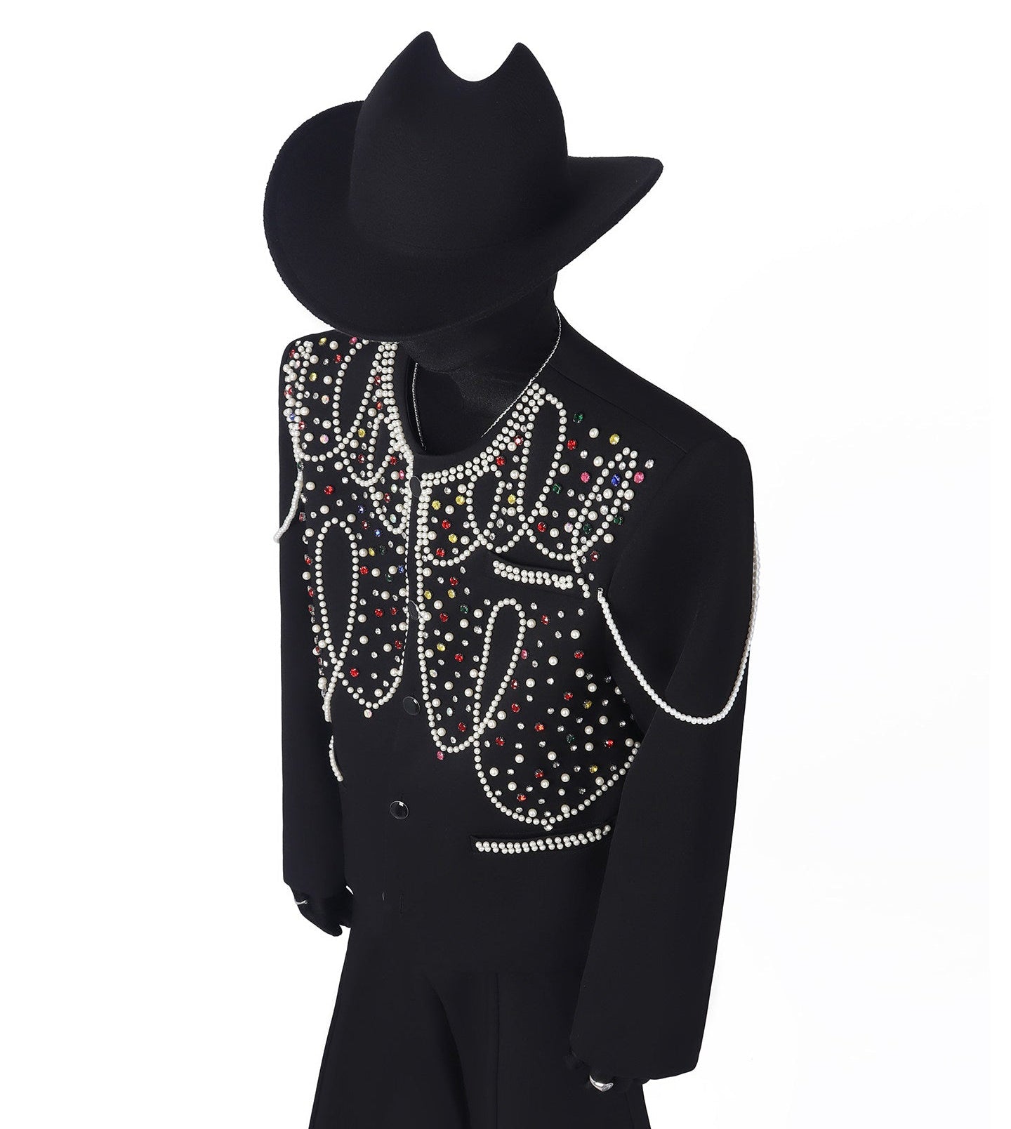 Rhinestone Pearl Decor Tailored Jacket WN23699