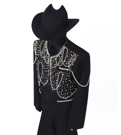 Rhinestone Pearl Decor Tailored Jacket WN23699