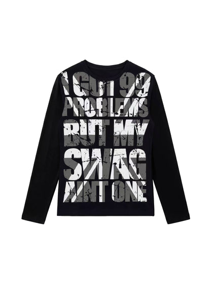Typography Graphic Print Long Sleeve T-Shirt WN27197