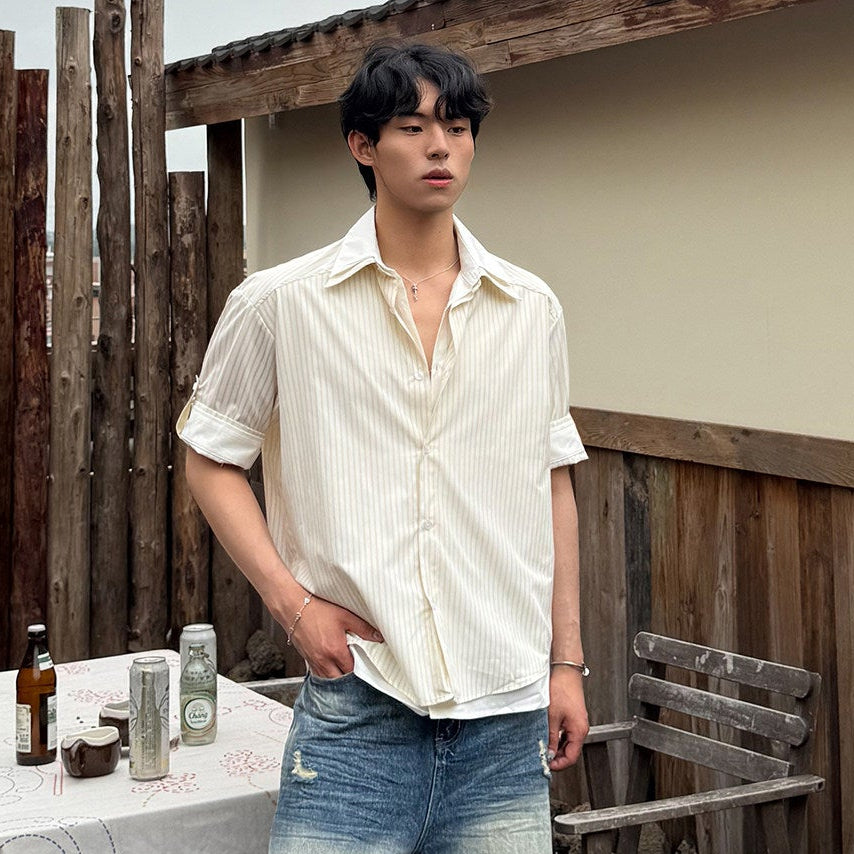 Layered Stripe Short Sleeve Shirt WN25027
