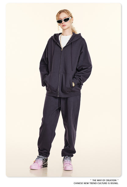 Oversize Heavyweight Pullover Hoodie & Zipper Hoodie & Sweatshirt & Pants Setup WN9930-K