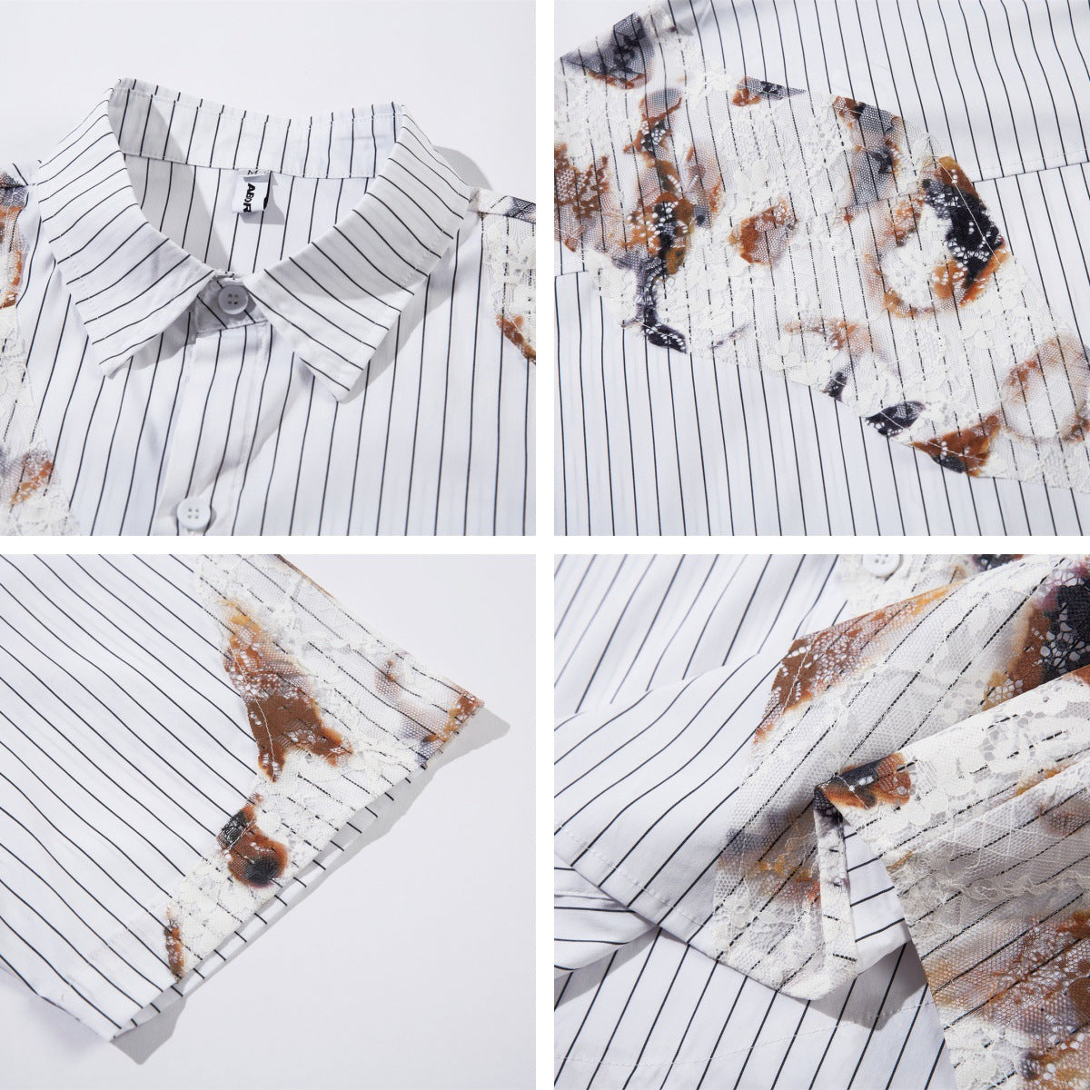 Stripe Burn Print Short Sleeve Shirt WN26793